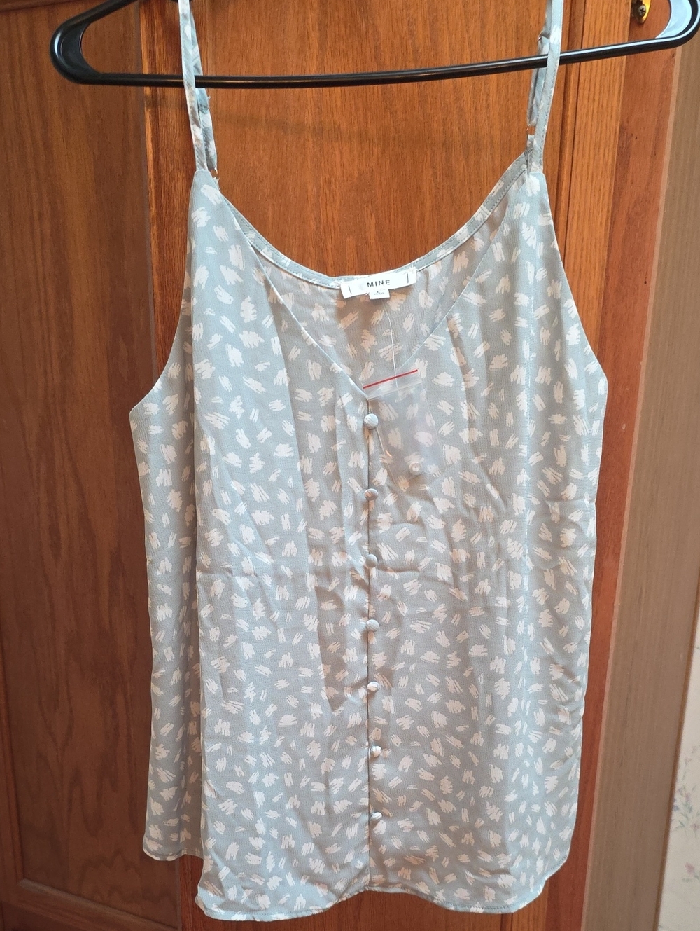 Mine Mint Green Abstract Print Button-Front Cami NWOT